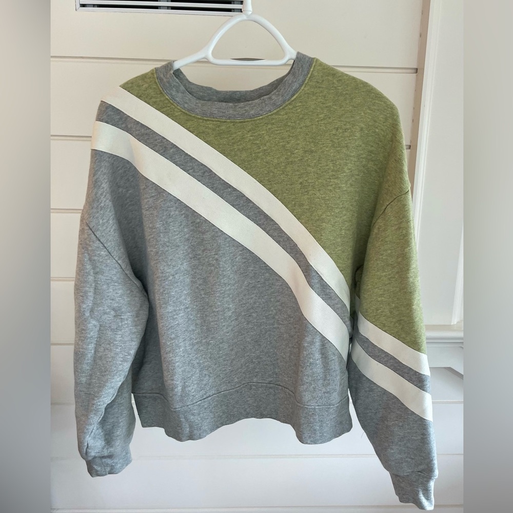 Green Gray Stripped Crewneck Sweatshirt